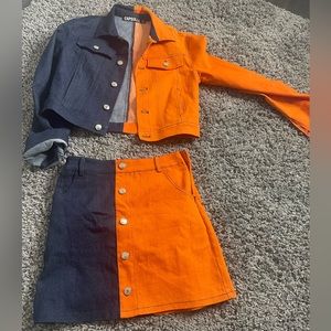 Denim 2 piece skirt set